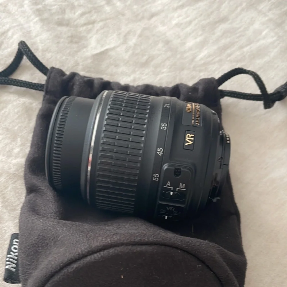 Nikon Camera with additional Lens, charger and cover